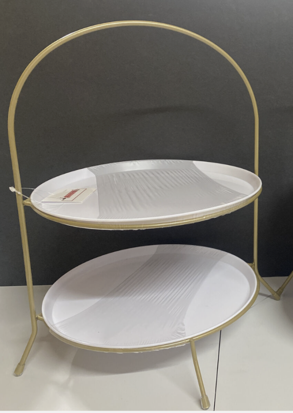 White and Gold Dessert Stand - 9"
