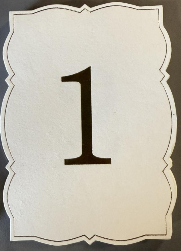 Off white & gold textured card stock table number