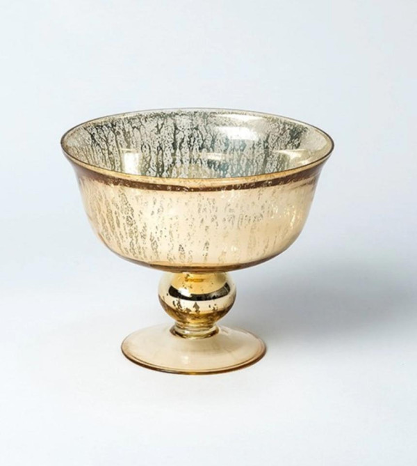 Mercury glass pedestal bowl