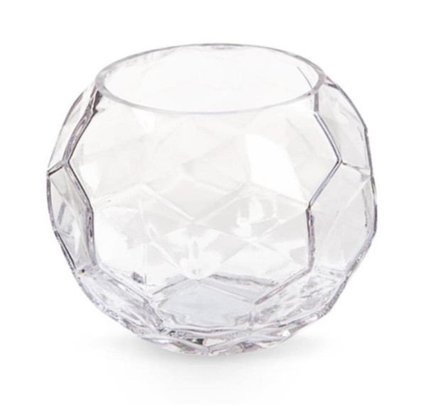 Clear glass geometric votive vase