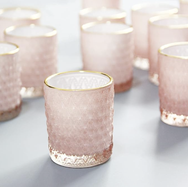 Pink Small Votive - Gold Rimmed