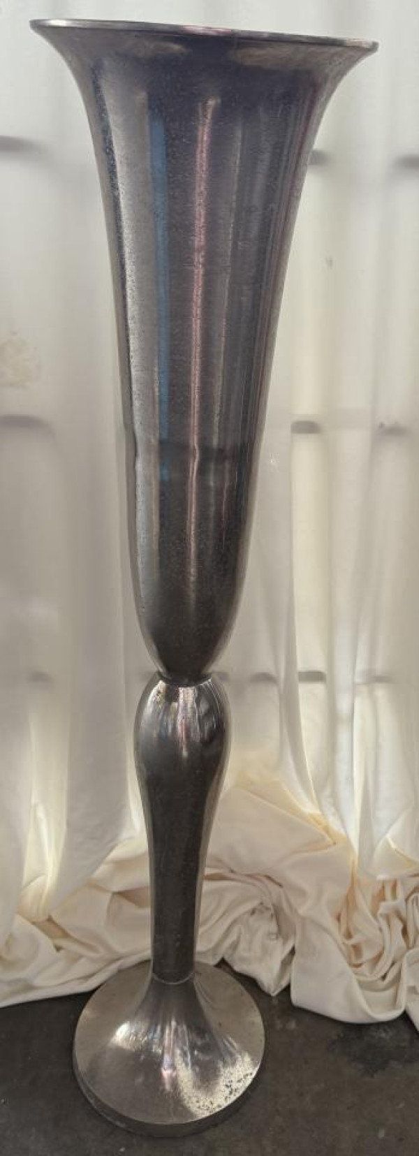 Tall 40” Trumpet Silver Vase