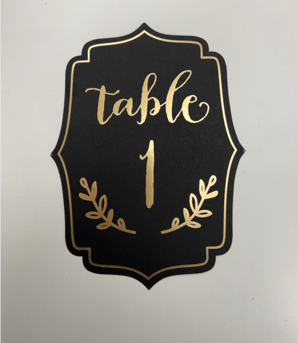 Black and Gold Cardstock Table Number