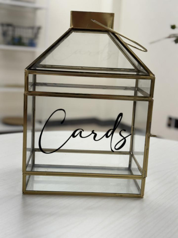 Gold and Glass Card Box with Handle