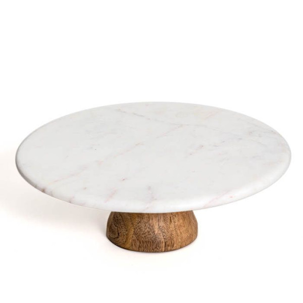 Marble and Wood Cake Stand