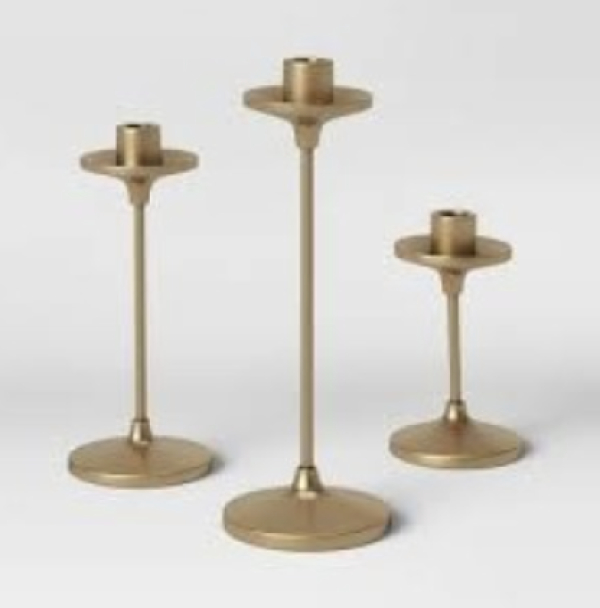 Gold Modern Taper Holder Trio