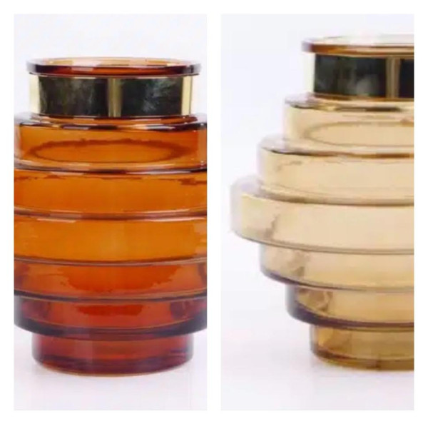 Amber Honeycomb Decorative Vase