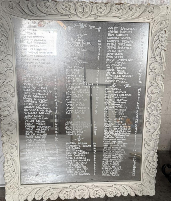 White framed mirror