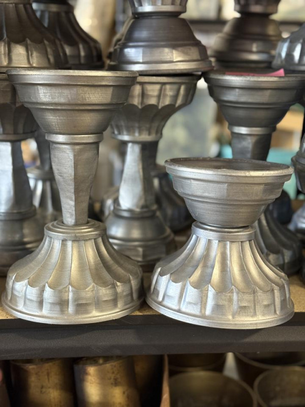 Silver candle holder stands