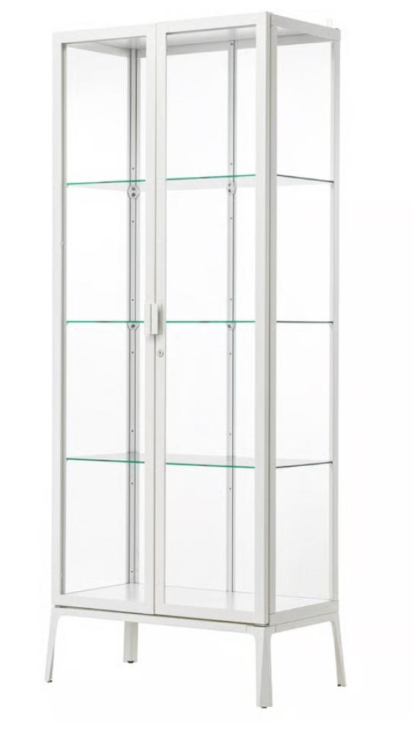 Clear glass white display cabinet