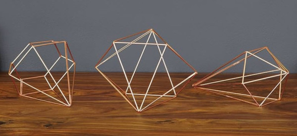 Geometric Prism Rose Gold Centerpiece Decor