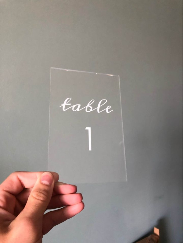 Clear Acrylic Table Numbers 1-18
