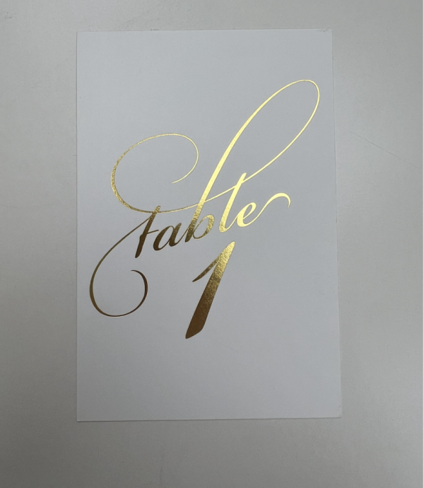 White and Gold 1 Cardstock Table Numbers