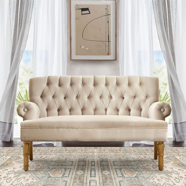 Tan Settee Sofa Loveseat