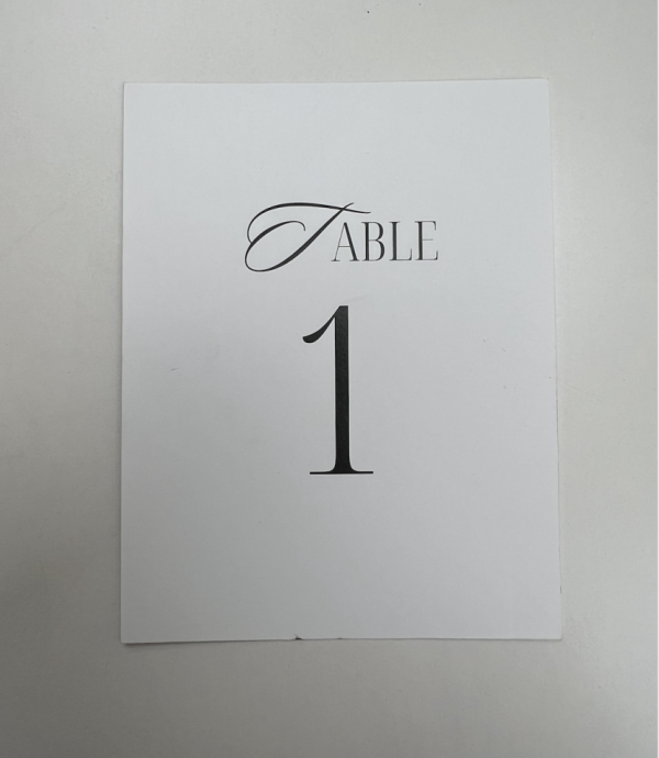 White Cardstock 2 Table Numbers