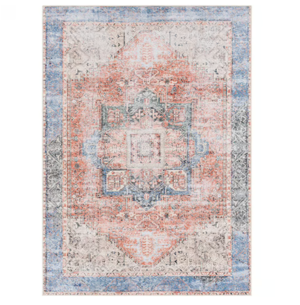 Coral and Blue Rug (5' x 8')
