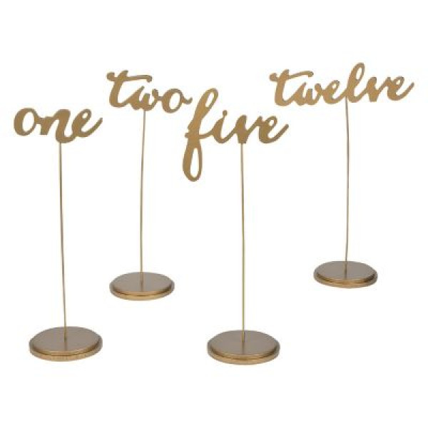 Gold Wooden Script Table Numbers