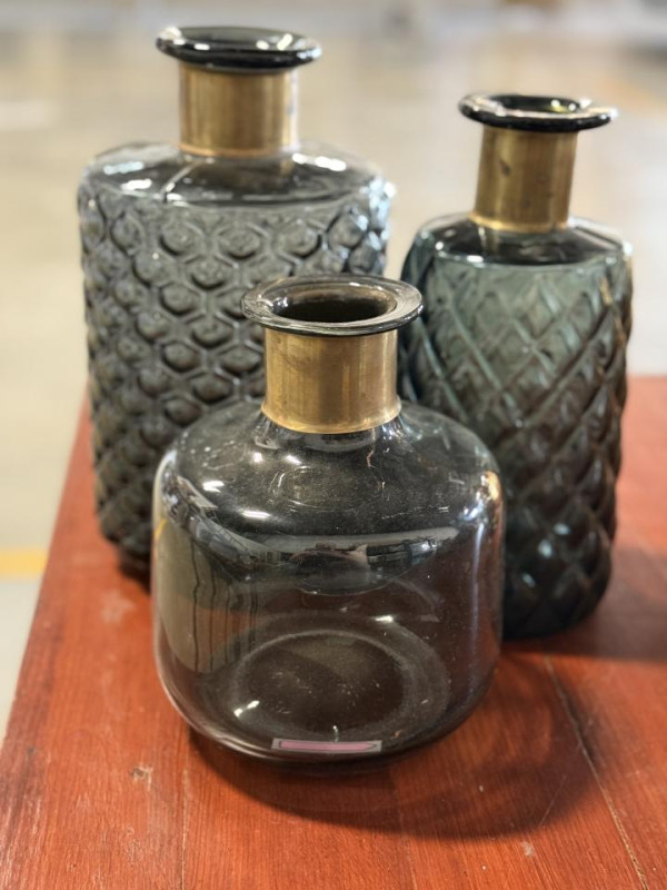 Navy Blue Gold Rim Decor Vase