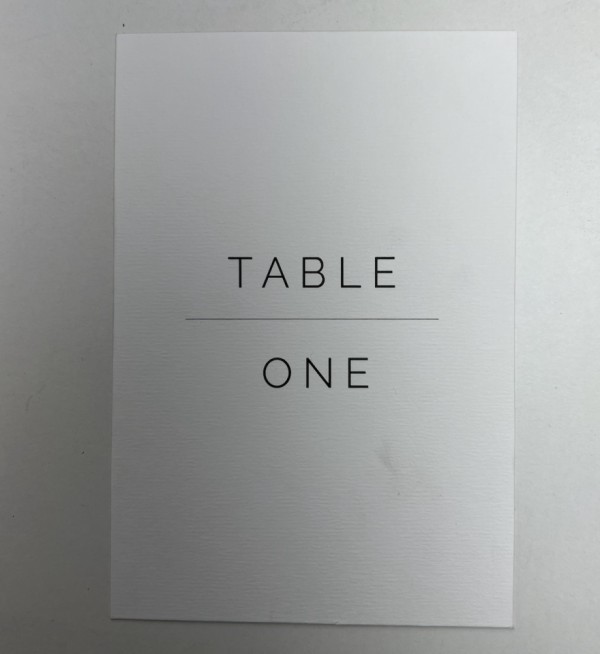 White Cardstock Table Numbers with Capital Letter