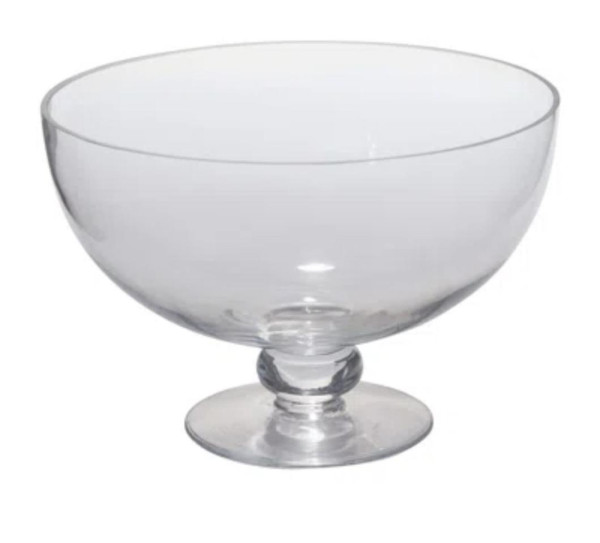 Large footed glass bowl