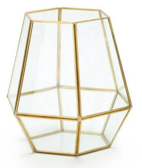 Geometric Gold Glass Vase