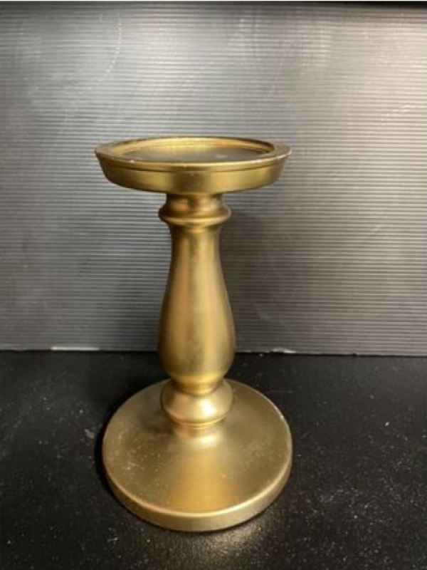 Wide Gold Pillar Candle Holder Tall