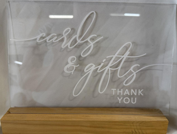 Acrylic White Cards & Gifts Sign
