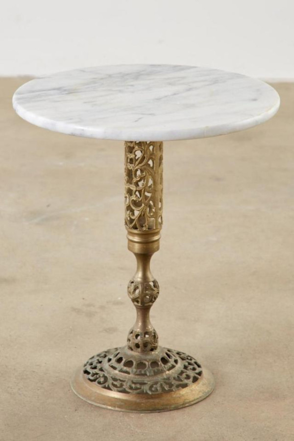 Marble top gold side table